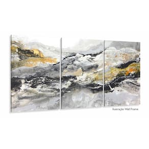 Quadro Decorativo Abstrato Tons Cinza 120x60 3 pçs