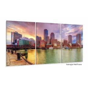 Quadro Decorativo Paisagem Boston Em Tecido 3 Peças