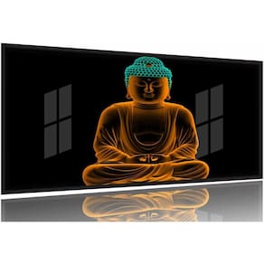 Quadro Mosaico Meditando Buda 130x60 Moldura Preta 2x2