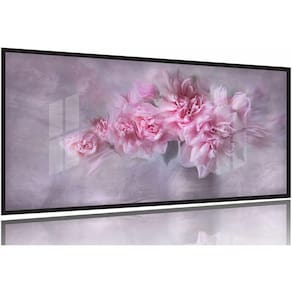 Quadro Para Sala Hall Rosas Flores-rosa Romance 130x60 Moldura Preta 2x2