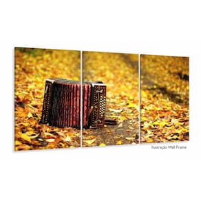 Quadro Sanfona Acordeon Música Folhas Paisagem Em Tecido 120