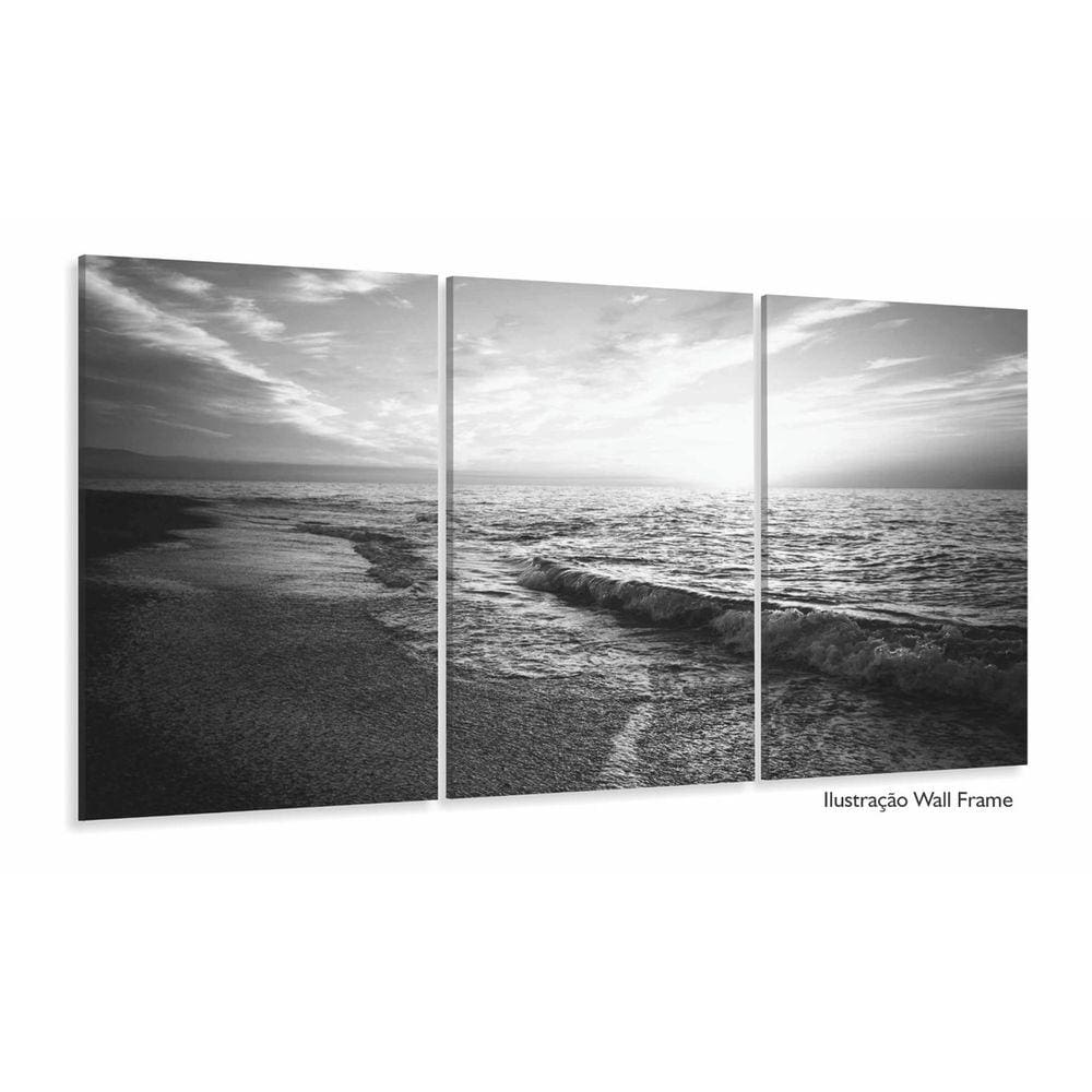 Quadro Praia em Preto e Branco Paisagem Mosaico Sala Quarto