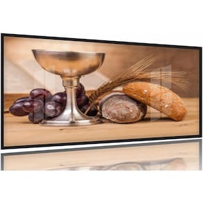 Quadros Decorativos Ceia Calice Vinho Cozinha Copa 130x60 Moldura Preta 2x2