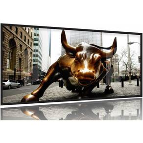 Quadro Decorativo Moderno Touro De Wall Street 130x60 Moldura Preta 2x2