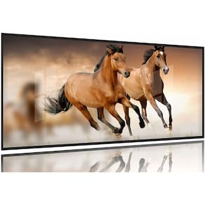Quadro Cavalos Decorativo Paisagem 130x60 Moldura Preta 2x2