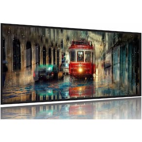 Quadro Decorativo Pintura Bonde 130x60 Moldura Preta 2x2