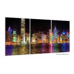 Quadro Decorativo Cidade Moderna Iluminada 120x60