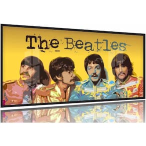 Quadro Decorativo The Betlles Musica 130x60 Moldura Preta 2x2