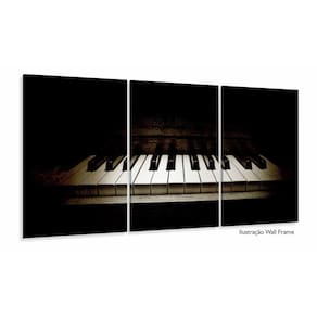 Quadro Decorativo Piano Retro Música Com Tela De Tecido