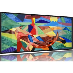 Quadro Decorativo Formas Canoa 130x60 Moldura Preta 2x2