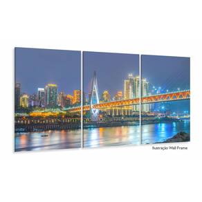 Quadro Decorativo Mundo China 3 partes 120x60 em tecido