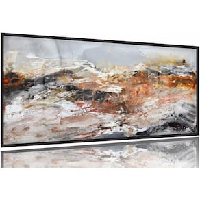 Quadro Decorativo Pintura Marmore Abstrato 130x60 Moldura Preta 2x2