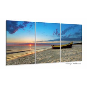 Quadro Decorativo Praia Mar Barco 120x60 em tecido