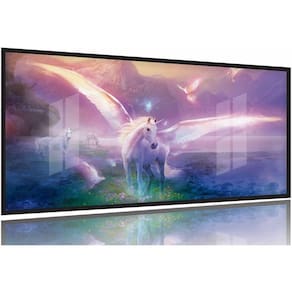 Quadro Decorativo Unicórnio Asas 130x60 Moldura Preta 2x2