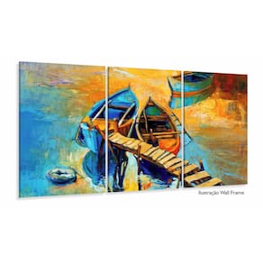Quadro Decorativo Paisagem Canoas Entardecer Sala