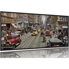 Quadro Decorativo Cidade De Chicago - Retrô - 130x60 Moldura Preta 2x2