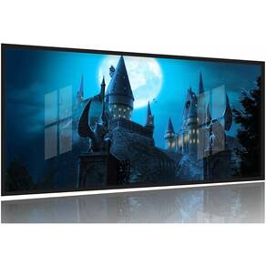 Quadro Hogwarts Castel Harry Potter 130x60 Moldura Preta 2x2