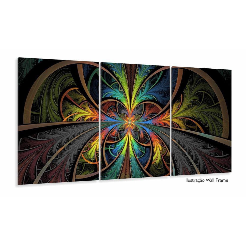 Quadro Vitral Abstrato Decorativo Tela Em Tecido 3 Peças