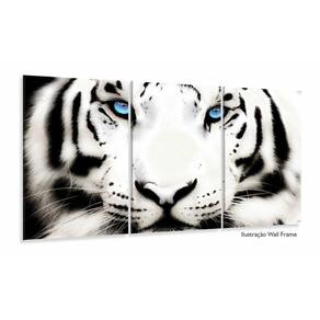 Quadros Decorativos Tigre Branco 120x60 3 peças em Tecido