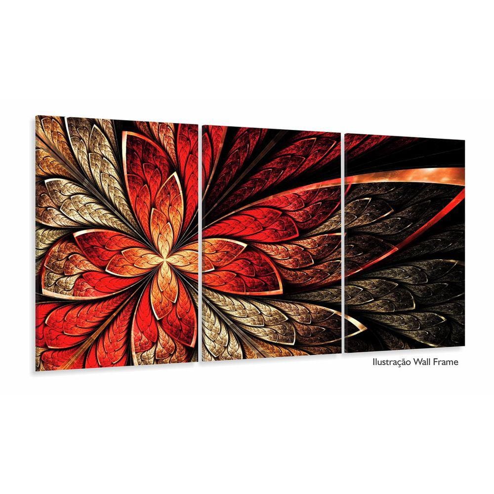 Quadro Decorativo 120x60 Sala Quarto Flor Vermelha Design 1