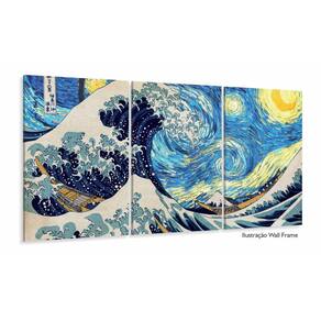 Quadro Decorativo Abstrato Ondas Sakura Japão 120x60 3pç