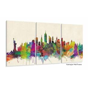Quadro Nova York Decorativo Colorful Em Tecido 120x60
