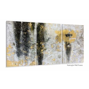 Quadro Decorativo Abstrato Amarelo Cinza 120x60 3 peças