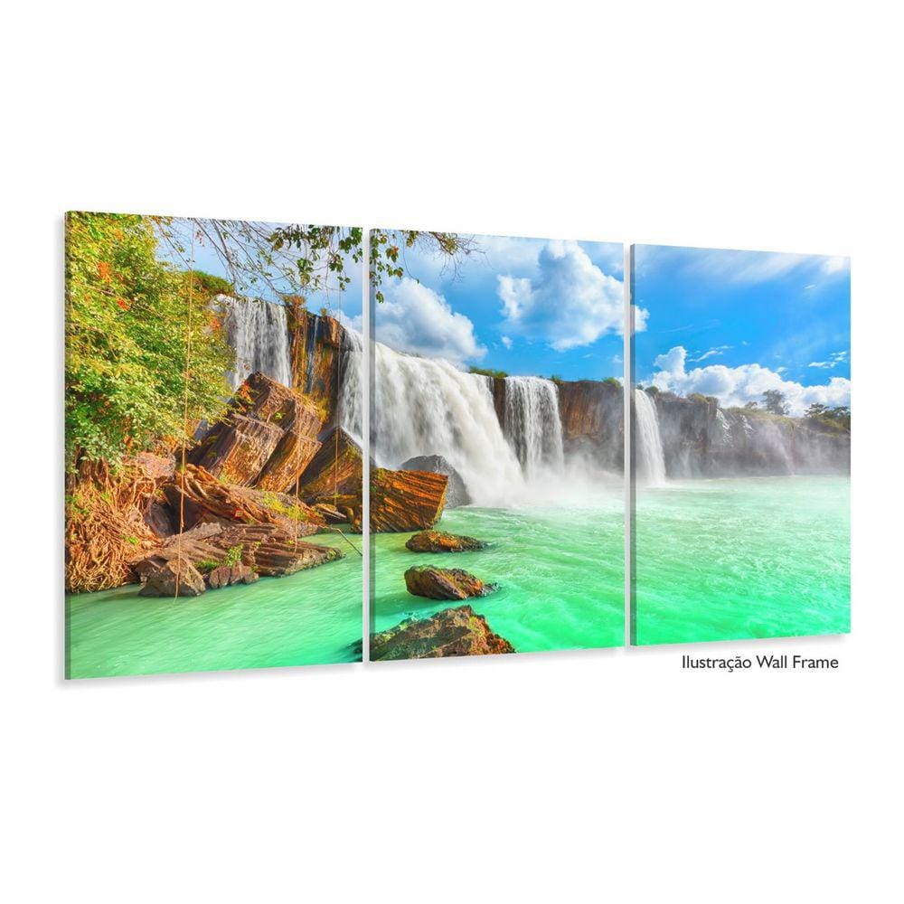 Quadros Decorativos Cachoeira Hd 120x60 3 peças Quarto Sal