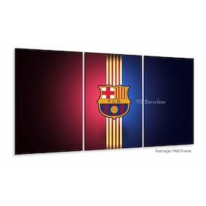 Quadro Decorativo FC Barcelona Futebol 120x60 3 peças