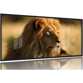 Quadro Leão na Natureza decorativo 130x60 Moldura Preta 2x2