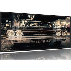 Quadros Decorativos Carro Impala Retrô Quarto Sala 130x60 Moldura Preta 2x2
