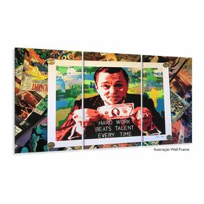 Quadro Decorativo Lobo Wall Street Dólar 3 peças 120x60