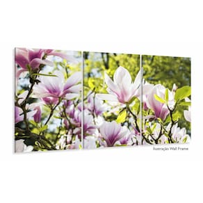 Quadro Planta Flor Magnólia Natureza Artístico Mosaico 3 peç