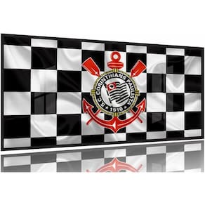 Quadro Decorativo Corintinhas FC 130x60 Moldura Preta 2x2