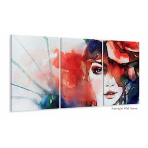 Quadro Decorativo Mulher Aquarela Mosaico 3 peças