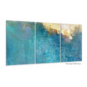 Quadro Decorativo Abstrato Moderno Tons de Azul 120x60 3 pçs