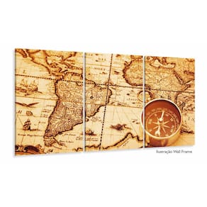 Quadro Decorativo Mapa Mundi Retro 120x60 em tecido