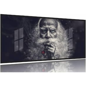 Quadro Para Barbearia Velho Barbudo Cachimbo 130x60 Moldura Preta 2x2