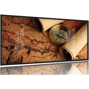 Quadro Decorativo Mapa Mundi Retro 130x60 Moldura Preta 2x2