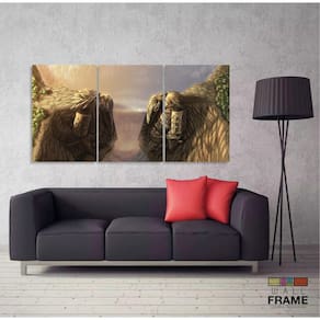 Quadro Decorativo Naruto Vale Do Fim Mosaico Tecido 3 Peças