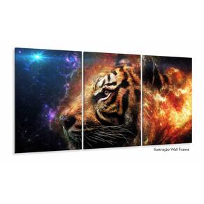 Quadros Decorativos Tigre Aguá E Fogo 120x60 3 peças em Teci