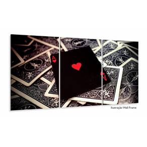 Quadro Decoração Cartas Poker 3 Peças 120x60 em tecido