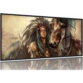Quadro Decorativo 130x60 Sala Quarto Arte Índia Cavalo 1