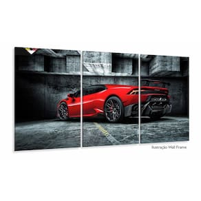 Quadro Decorativo Lamborghini Vermelha 120x60 em tecido