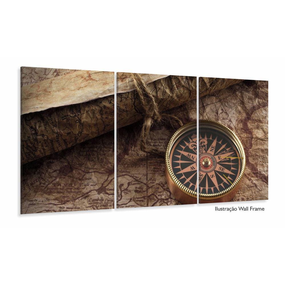 Quadro Decorativo Mapas - Bússola - Tela Em Tecido