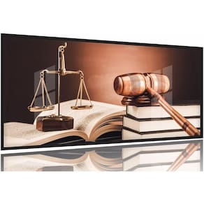 Quadro Escritório Advocacia Direito Malhete Arte 130x60 Moldura Preta 2x2