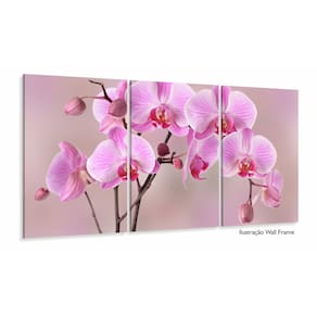 Quadro Decorativo Orquídeas Rosa 120x60 3 peças Sala Quarto