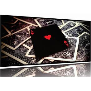Quadro Decoração Cartas Poker 3 Peças 130x60 Moldura Preta 2x2
