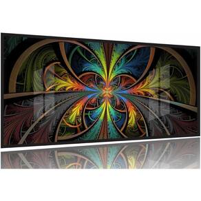 Quadro Vitral Abstrato Decorativo 130x60 Moldura Preta 2x2