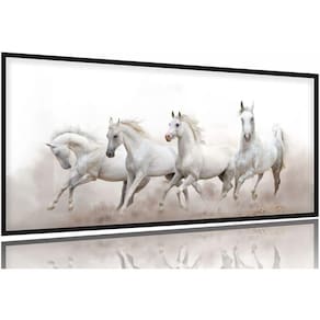 Quadros Decorativos Cavalos Fazenda Sala 130x60 Moldura Preta 2x2